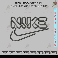Nike Typography V4 Embroidery File 6 sizes, Embroidery File, Embroidery Design