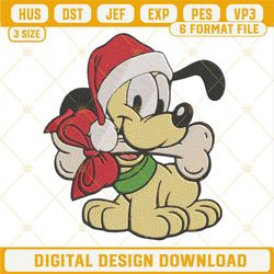 Christmas Baby Pluto Embroidery Designs, Baby Pluto Santa Hat Embroidery Design File.jpg