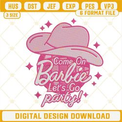 Come On Barbie Let's Go Party Disco Ball Embroidery Designs, Barbie Cowgirl Embroidery Pattern Files.jpg