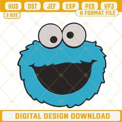 Cookie Monster Face Embroidery Designs, Sesame Street Embroidery Files.jpg
