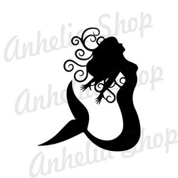 Beautiful Little Mermaid Ariel Silhouette Art SVG