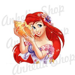 Princess Ariel with Flower Costume And Conch PNG