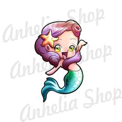 Cute Chibi Little Mermaid Ariel Disney Princess PNG
