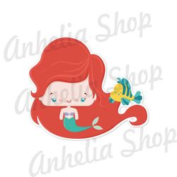 Princess Ariel And Flounder Fish Sticker PNG