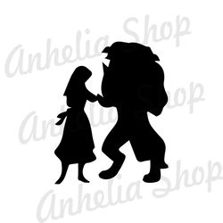 Disney Cartoon Beauty and The Beast Couples Silhouette SVG