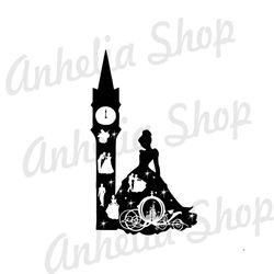 Cinderella Pumpkin Coach Carriage & Castle Silhouette SVG