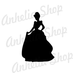 Cinderella Disney Cartoon Princess Silhouette Vector SVG