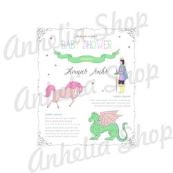 Baby Shower Prince Card Design Cinderella SVG