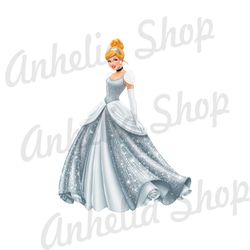 Princess Cinderella in Silver Wedding Dress Disney PNG