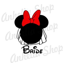 Bride Minnie Mouse Red Bow Disney Wedding SVG