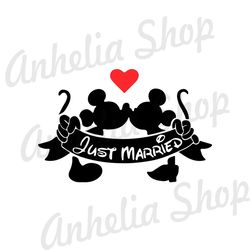 Just Married Disney Bride Groom Mickey Minnie Mouse SVG