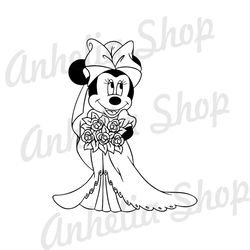 Beauty Bride Minnie Mouse Wedding Silhouette SVG