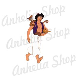 Aladdin With Abu Monkey On His Shoulder PNG