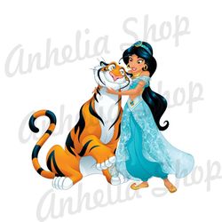 Princess Jasmine and Rajah The Tiger Disney Aladdin PNG