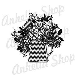 Alice In Wonderland Tea Party Flower Vase Silhouette SVG
