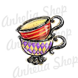 Red And Purple Tea Cups Alice In Wonderland Tea Party PNG