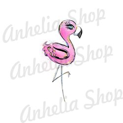 Pink Flamingo Alice In Wonderland Cartoon Watercolor PNG