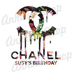 Coco Chanel Floral Dripping Logo PNG, Susy's Birthday Chanel PNG, Chanel SVG, Logo SVG SVG103