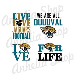 Jacksonville Jaguars Logo Bundle SVG, Live Love Jaguars Football SVG, Sport Fan, Digital Instant Download Files