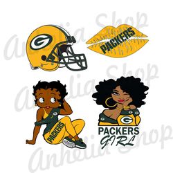 Green Bay Packers SVG, Packers Black Girl Logo SVG, Betty Boop Packers SVG Cut File Silhouette