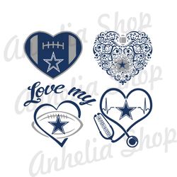 Dallas Cowboys SVG, Cowboys Heart Logo SVG, Love My Cowboys, NFL Sport Fan SVG, Football Teams SVG Files