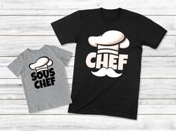 chef and sous chef shirts, daddy and daughter t-shirts, fathers day gift, father son matching outfits, funny chef gift,