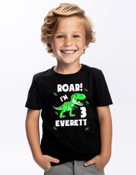Dinosaur Birthday Boy Shirt, 3rd Birthday Shirt, T-Rex Birthday Shirt, Personalized Dino Birthday, Three Rex Shirt For S