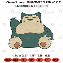 snorlax pokemon embroidery design file