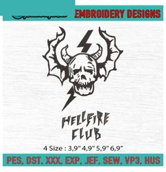 Stranger Things The Hellfire Club Logo Machine Embroidery Digitizing Design File