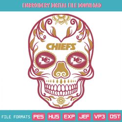 Logo Skull Chiefs Embroidery Designs File, Kansas City Chief