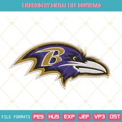 Baltimore Ravens Logo Embroidery Files, NFL Football Team Machine Embroidery Designs