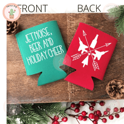 jet noise, beer and holiday cheer custom christmas koozies f-15, f-16, a-10, f-22, f-35