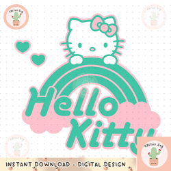 Hello Kitty Green Pink Rainbow PNG Download File