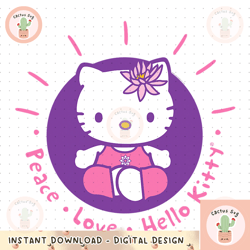 Hello Kitty Yoga Peace Love Lotus Meditation png, digital download, instant