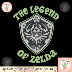 Legend of Zelda Hylian Shield Green Font png, digital download, instant