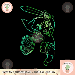 Nintendo Legend Of Zelda Link Jump Slash Poster png, digital download, instant 1