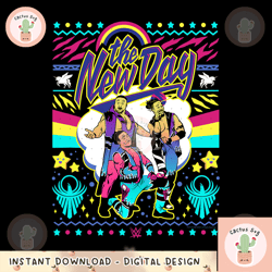 WWE Christmas Ugly Sweater New Day png, digital download, instant