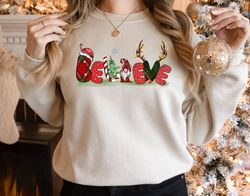 Believe Christmas Sweatshirt, Christmas Believe Shirt, Christmas Family, Cute Believe Sweater,Christmas Gift,Holiday App