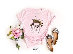 Bunny with Leopard Glasses Shirt, Easter Shirt, Easter Shirts for Women, Easter Bunny Graphic Tee,Ladies Easter Bunny Sh