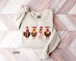 Christmas Chickens Sweatshirt, Chicken Christmas Lights Sweater, Funny Chicken Sweater, Christmas Crewneck, Christmas Gi