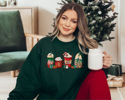 Christmas Coffee Sweatshirt, Christmas Sweatshirt, Peppermint Iced Latte Sweater, Coffee Lover Gift, Worker Winter Chris