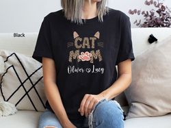 Custom Cat Mom Shirt, Cat Mom Shirt With Names, Personalized Cat Mom Shirt,  Cat Lover T-Shirt, Mothers Day Gift, Gift F