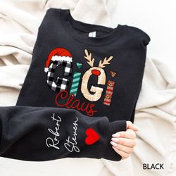 Custom Gigi Sweatshirt with Children Name on Sleeve, Gigi Sweatshirt, Christmas Grandma Claus Sweatshirt, Personalized S