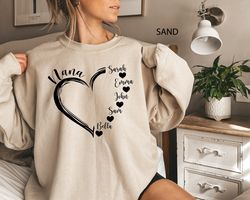 Custom Nana Heart with Children Names Sweatshirt, Custom Nana Sweatshirt, Personalized Nana Apparel, Mothers Day Gift, N