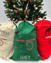 Custom Santa Sack, Personalized Christmas Bag, Christmas Sack, Jumbo Santa Bag, Holiday Gift Sack Bag, Christmas Present