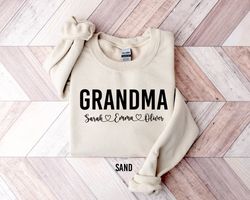 Grandma Sweatshirt With Grandkids Names, Custom Grandma Shirt, Personalized Grandma & Nana Tee, Gift For Grandma, Grammy