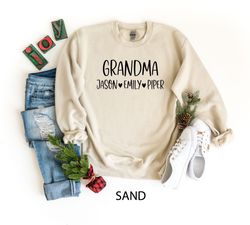 Grandma Sweatshirt With Grandkids Names, Personalized Grandma & Nana Shirt, Grandma Shirt, Gift For Grandma, Custom Gran