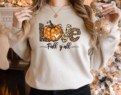 Love Fall YAll Sweatshirt, Fall Yall Sweatshirt, Fall Pumpkin Sweatshirt, Leopard Print Fall Sweat, Pumpkin Leopard Swea