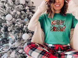 Merry and Bright Shirt, Retro Christmas Shirt, Vintage Christmas Shirt, Womans Holiday Shirt, Christmas Gift, Holiday Te