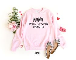 Nana Sweatshirt, Grandma Shirt With Grandkids Names, Personalized Nana Shirt, Nana-life Shirt, Grandmother Long-sleeve,